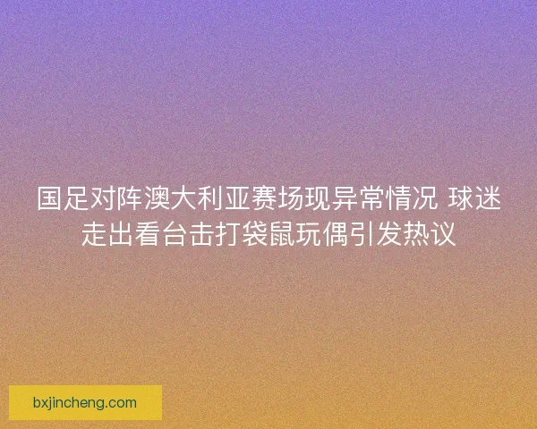 国足对阵澳大利亚赛场现异常情况 球迷走出看台击打袋鼠玩偶引发热议 国足对阵澳大利亚赛场现异常情况 球迷走出看台击打袋鼠玩偶引发热议