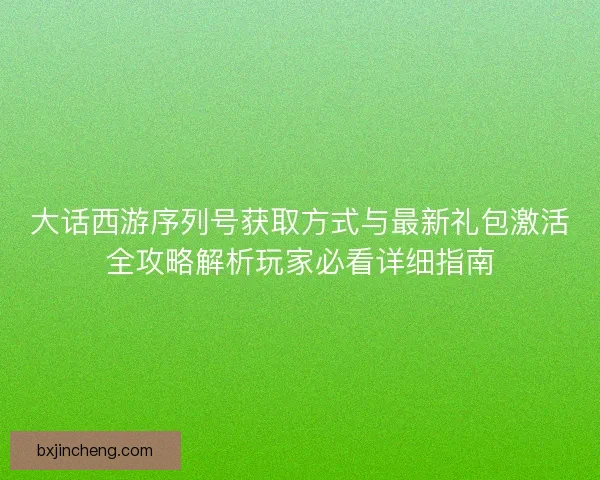 大话西游序列号获取方式与最新礼包激活全攻略解析玩家必看详细指南