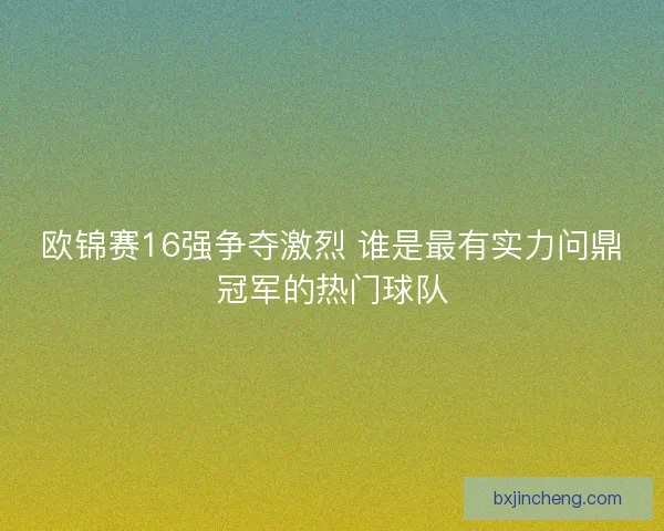 欧锦赛16强争夺激烈 谁是最有实力问鼎冠军的热门球队