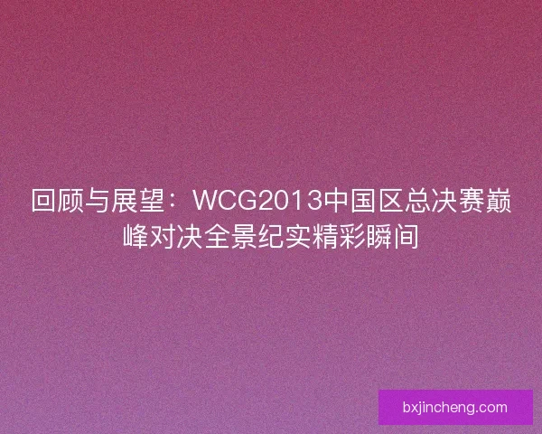 回顾与展望:WCG2013中国区总决赛巅峰对决全景纪实精彩瞬间 回顾与展望:WCG2013中国区总决赛巅峰对决全景纪实精彩瞬间